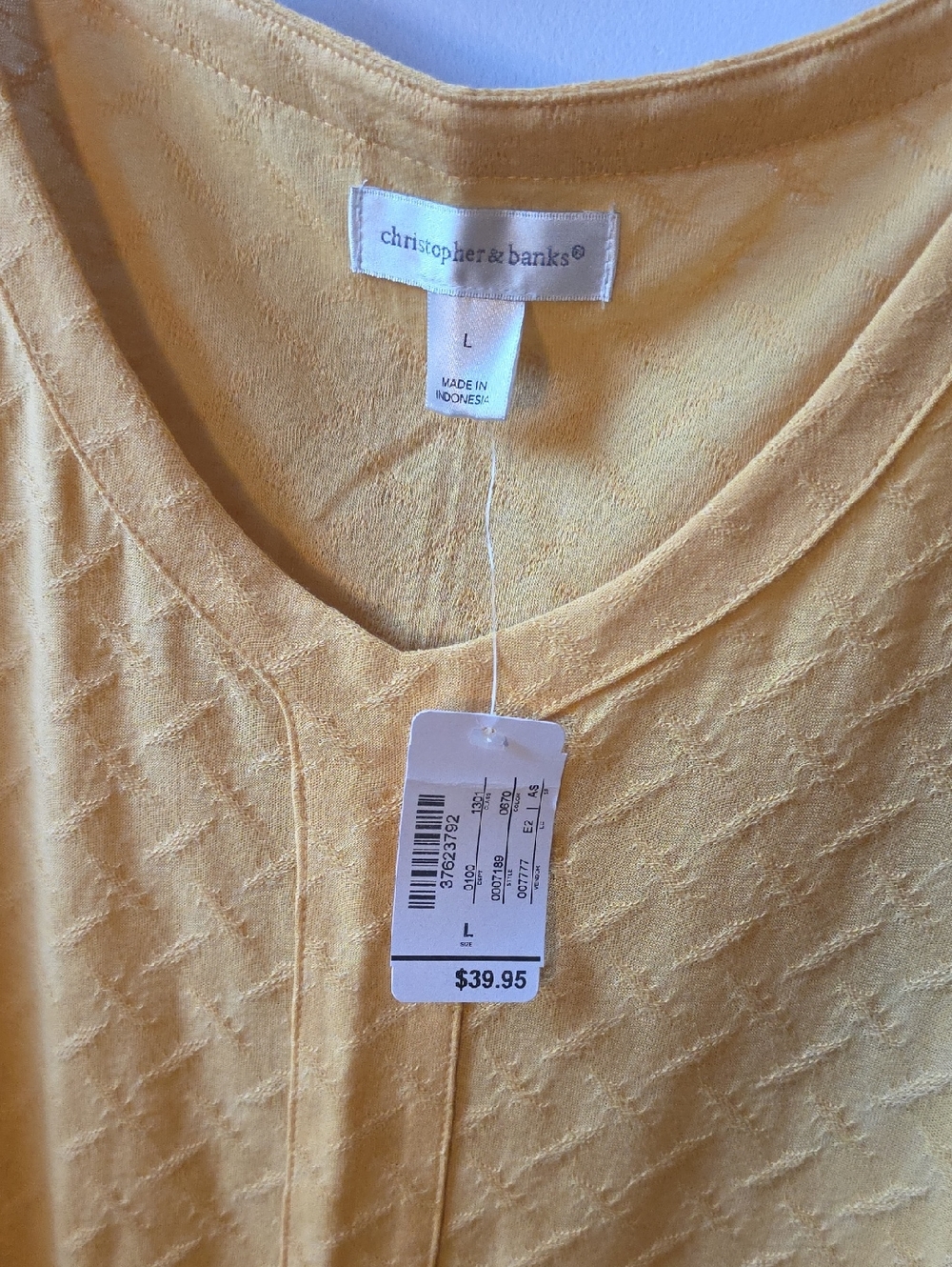 Christopher & Banks Yellow Textured V-Neck Tee - Picture 2 of 4